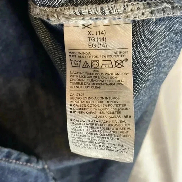 Old Navy Girl’s XL (14) Denim Button Down Long Sleeve Shirt Dress - Picture 8 of 8